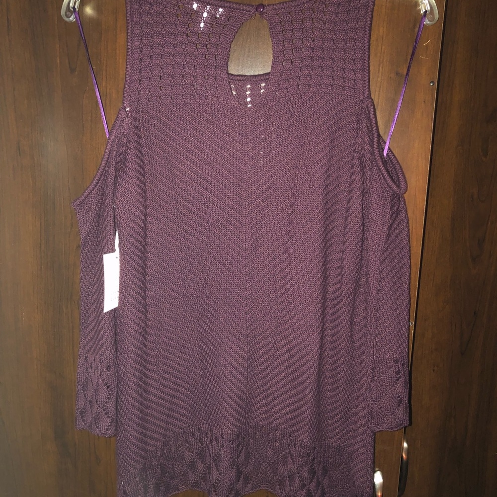 Lauren Conrad Cold Shoulder Sweater - Wine - Picture 6 of 9